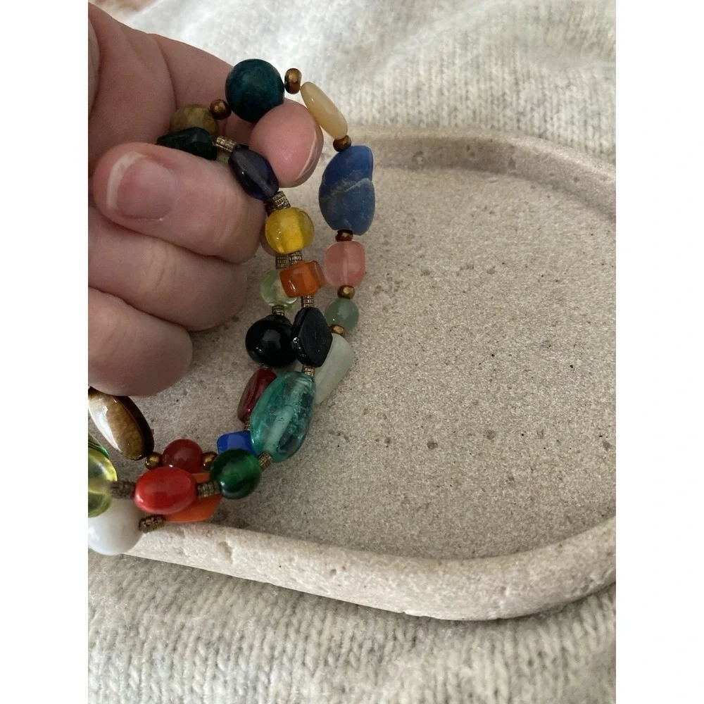 Vintage Beggars Bead Bracelets Set Of 3 Glass Colorful Artsy Eclectic